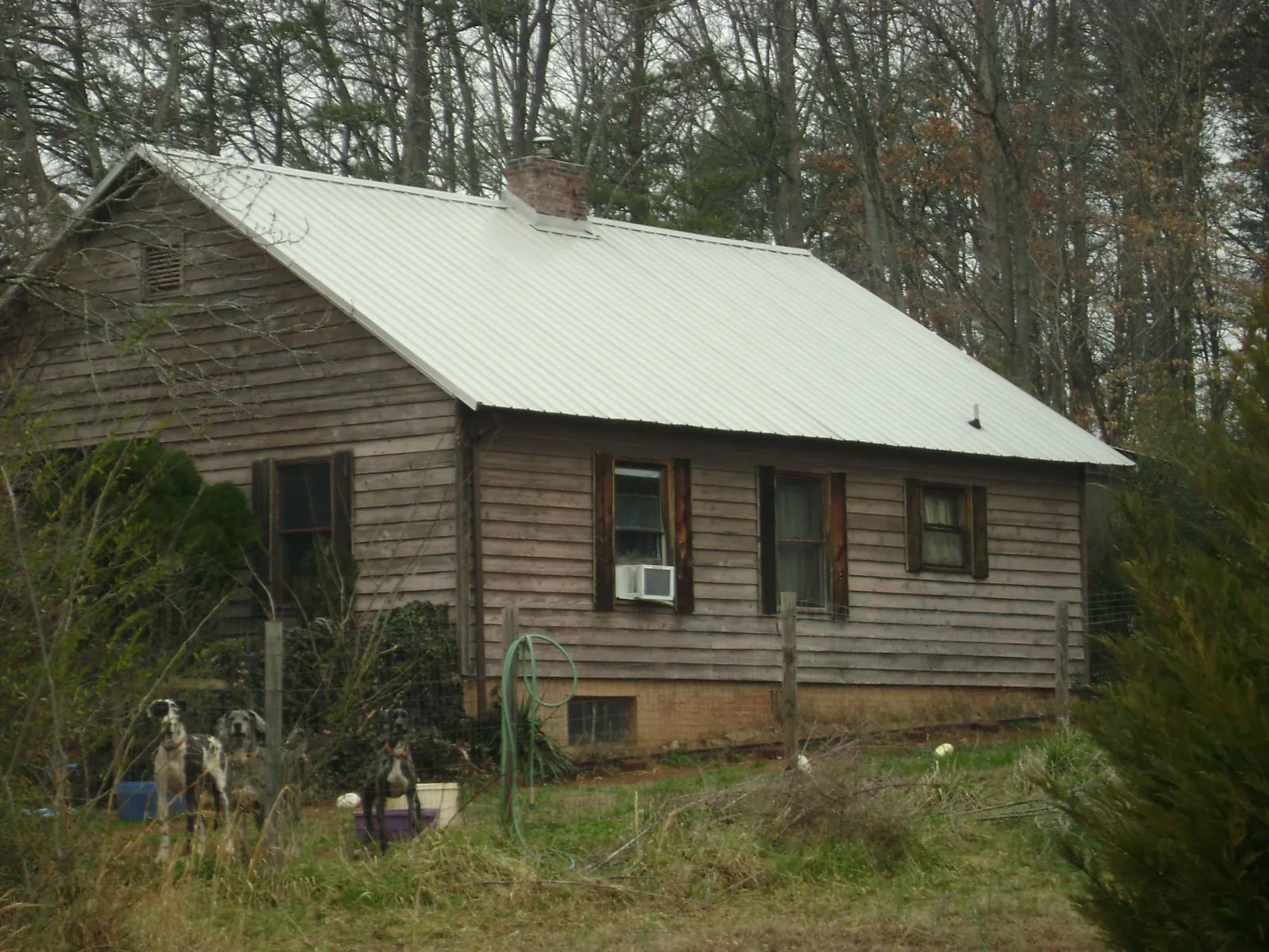 White metal roof on an old wood sided farmhouse, from a Asphalt Shingle Roof Repair job in Adamsville